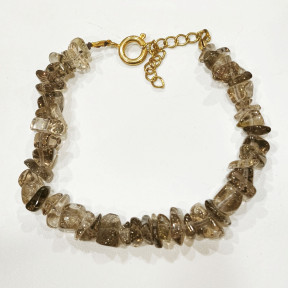 Bracelet Quartz fumé Baroque avec Fermoir Doré