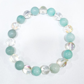 Bracelet Amazonite et Aqua Aura Pierres Rondes 8mm