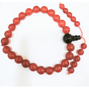 Bracelet Cornaline Onyx Type Mala Pierres Rondes 8 et 6 mm