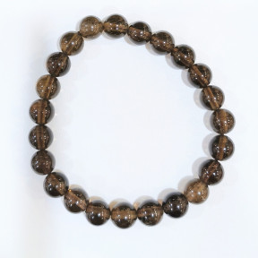 Bracelet Quartz Fumé Morion Pierres Rondes 8mm