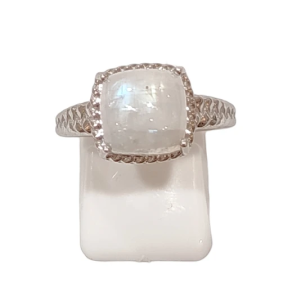 Bague Pierre de Lune Carré Argent 925 Tressé Taille 56