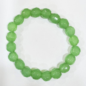 Bracelet Agate verte naturelle facettée Pierres rondes 10mm
