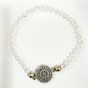 Bracelet Verre de Murano Cristal Perles Facettées Coniques Insert Rosace