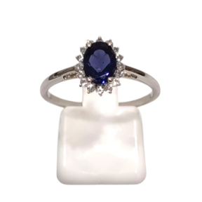 Bague Tanzanite Foncée Ovale Facetté Zirconium Argent 925 Taille 59