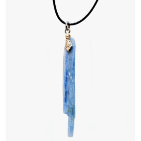 Pendentif Cyanite Bleue 4.5 cm sur Cordon Noir Réglable 3