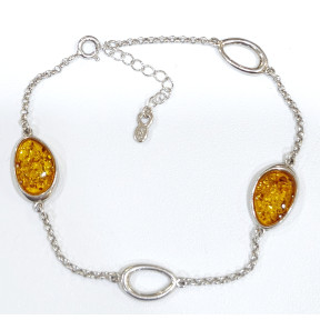 Bracelet Ambre Baltique 2 Pierres 10mm Argent 925 17 + 3 cm