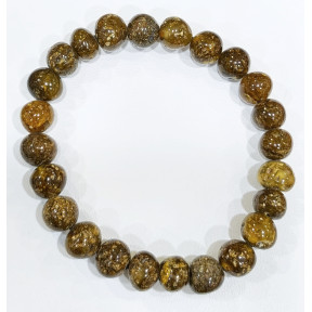 Bracelet Ambre Vert Pierres Forme Olive 9mm