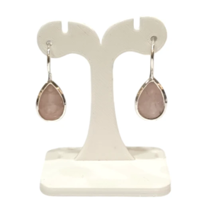 Boucles Quartz Rose Goutte Facettée Argent 925