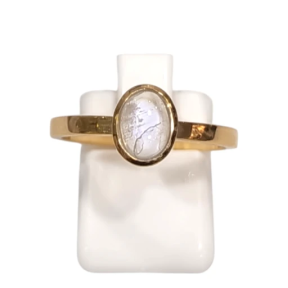 Bague Pierre de Lune Ovale Argent 925 Plaqué Or Taille 58