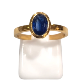 Bague Tanzanite Ovale Facetté Argent 925 Plaqué Or Taille 52+