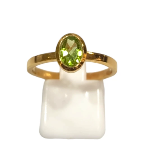 Bague Péridot Ovale Facetté Argent 925 Plaqué Or Taille 59