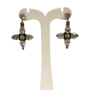 Boucles Saphir Blanc Goutte et Rond Facetté Etoile Argent 925