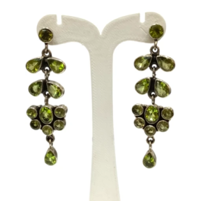 Boucles Péridot Goutte Ovale et Rond Facetté Argent 925