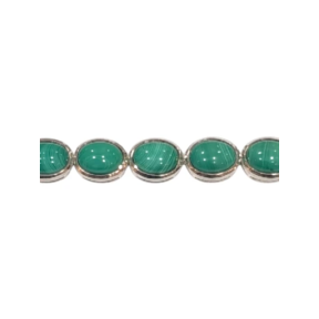 Bracelet Malachite Ovale avec Chaîne de Rallonge Argent 925