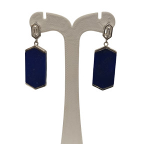 Boucles Lapis-lazuli et Zirconium Octogonale Argent 925