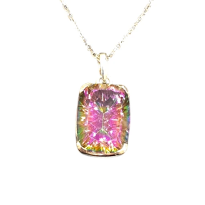 Pendentif Quartz / Topaze Mystique avec Chaîne 45cm Argent 925