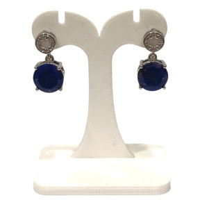 Boucles Lapis-lazuli et Topaze Blanche Ronde Facettée Argent 925
