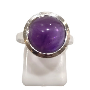 Bague Améthyste Ronde Argent 925 Taille 52