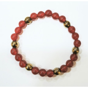 Bracelet Cornaline et Pyrite de Fer Pierres Rondes 6mm Enfant