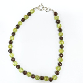Bracelet Péridot et Grenat Pierres Rondes 4/5mm avec Fermoir