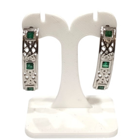 Boucles Emeraude Esméralda Carrée Facettée Argent 925