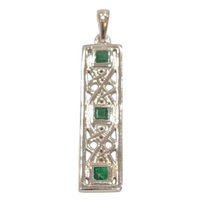 Pendentif Emeraude Esméralda Carrée Facettée Argent 925