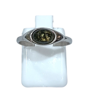 Bague Ambre Vert Argent 925 Taille 55