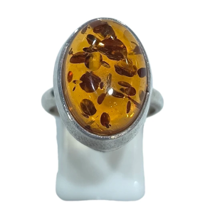 Bague Ambre Baltique Argent 925 Taille 56+