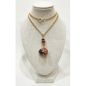 Pendentif Ambre Brut avec Chaîne Plaquée Or 42 cm