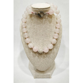 Collier Quartz Rose Pierres Rondes 10mm avec fermoir 46 cm