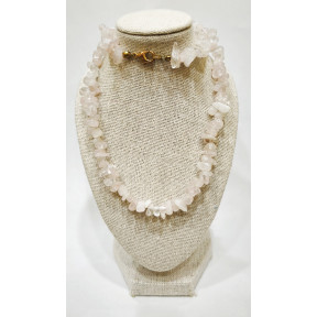 Collier Quartz Rose Baroque avec Fermoir Doré 44 cm
