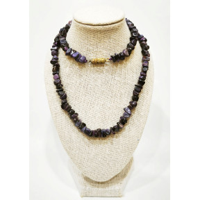 Collier Sugilite Baroque avec Fermoir Doré à vis 44 cm