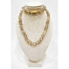 Collier Cristal de Roche Baroque Fermoir Doré à Vis 44 cm