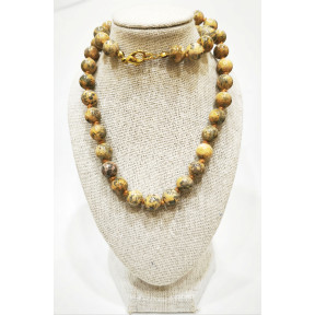 Collier Jaspe Léopard Pierres Rondes 8mm 44 cm