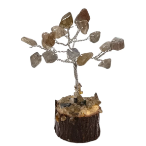 Arbre de Bonheur Labradorite sur Support Bois 7cm