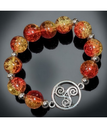 Bracelet Perles de verre & Triskèle Perles rondes 12mm