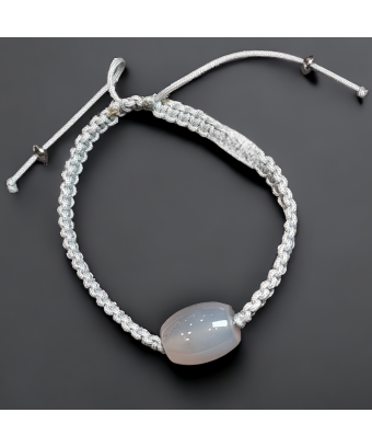 Bracelet Agate blanche sur cordon réglable
