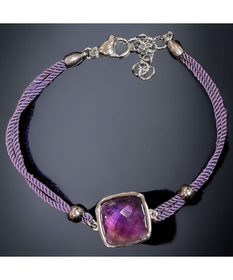 Bracelet Améthyste cordon avec fermoir